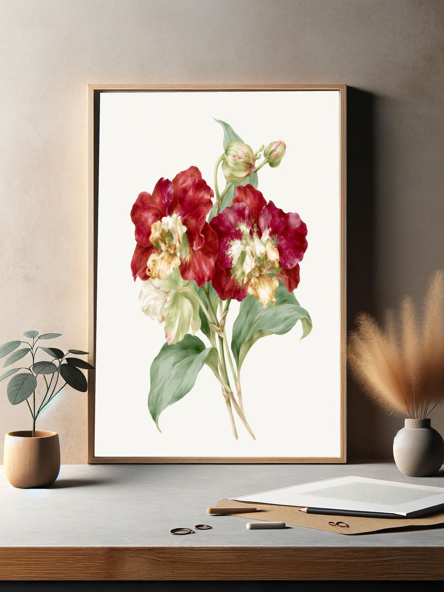 Red Tulip Botanical Print. — room view 2