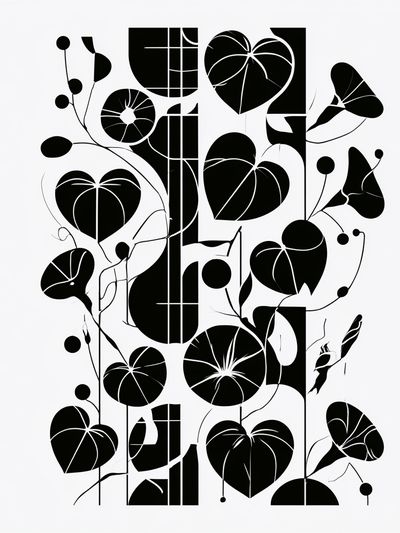 Abstract Botanical Black White Poster.