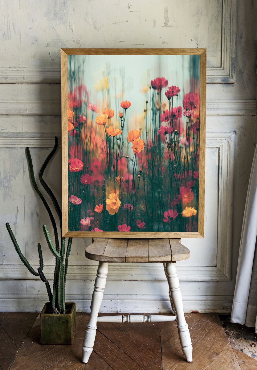 Dreamy Wildflower Meadow Print. room preview