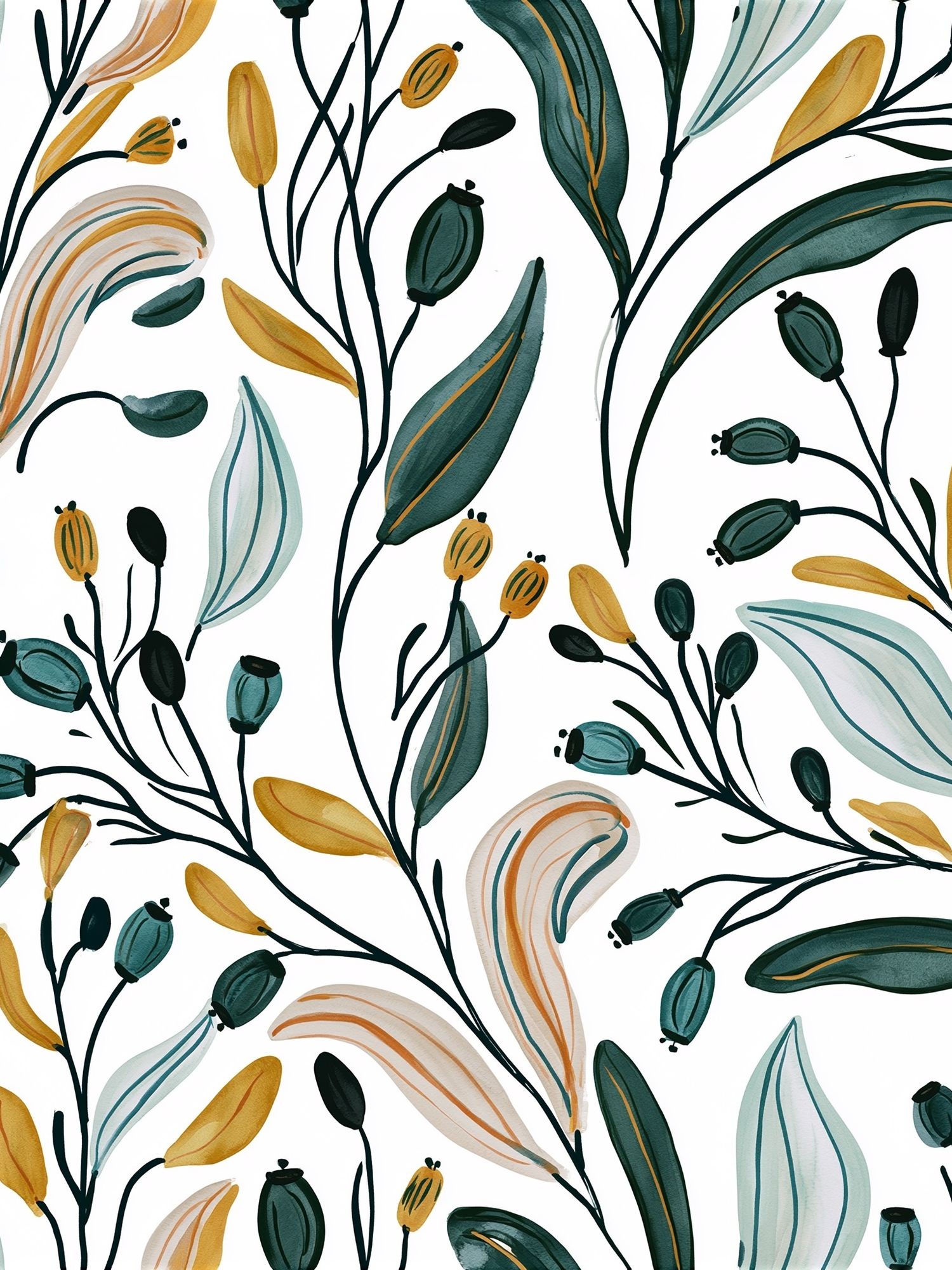 Botanical Leaf Pattern Poster. poster detail