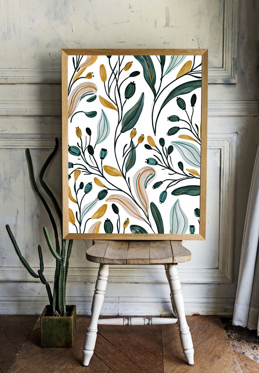 Botanical Leaf Pattern Poster. room preview