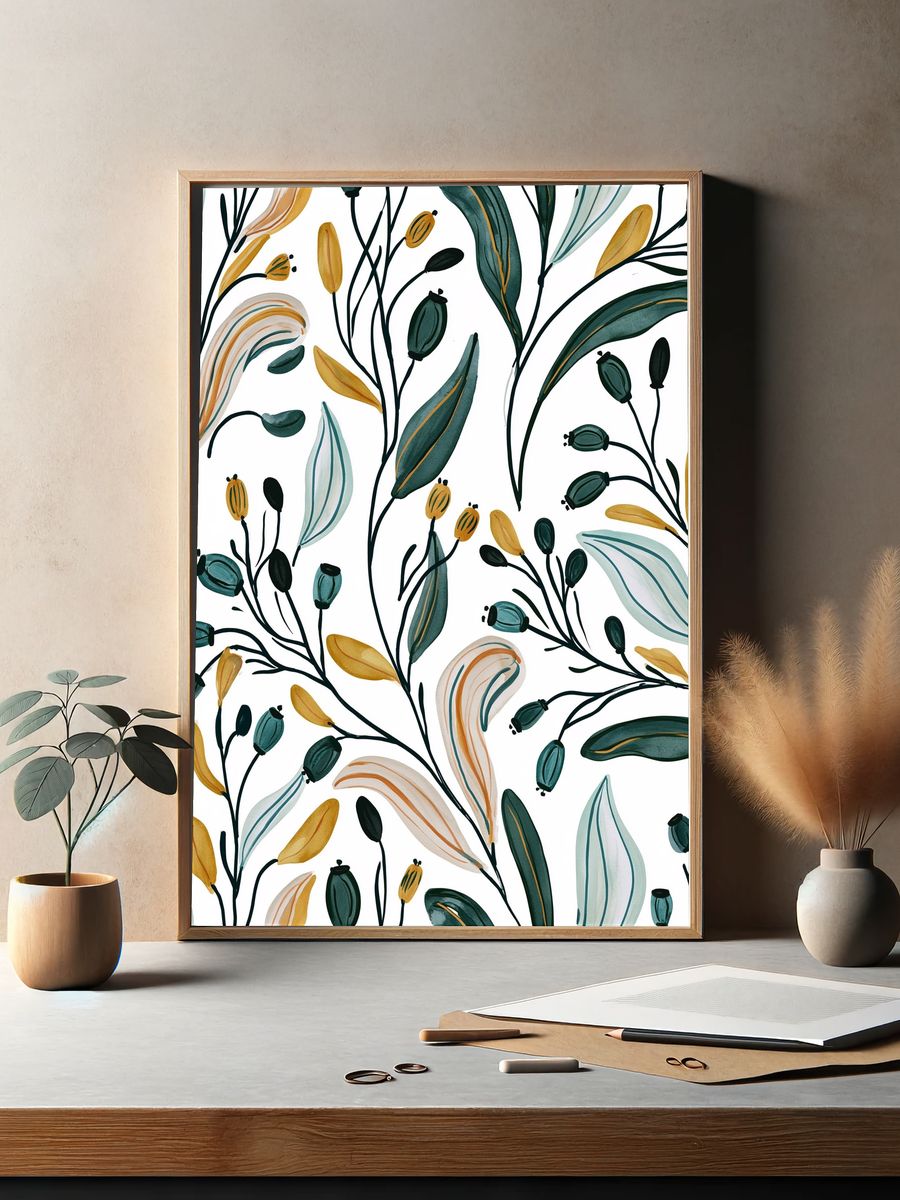 Botanical Leaf Pattern Poster. — room view 2