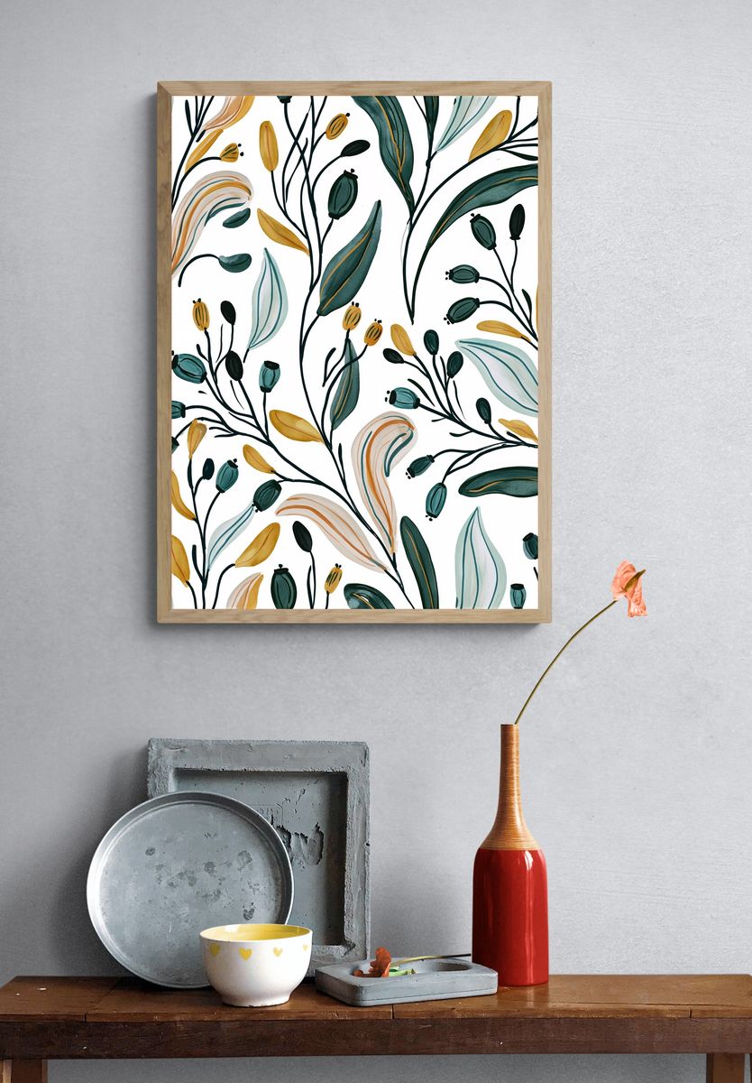 Botanical Leaf Pattern Poster. — room view 3