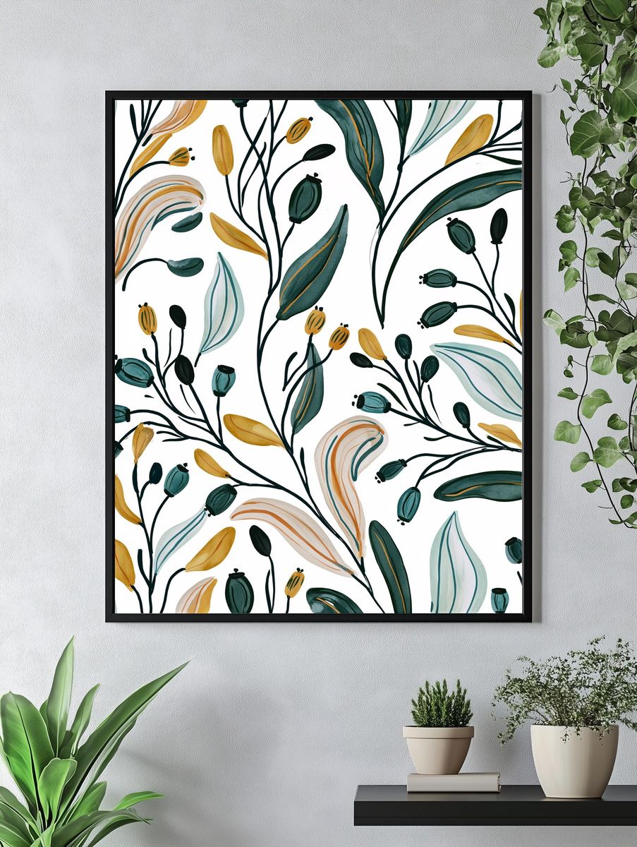 Botanical Leaf Pattern Poster. — room view 4