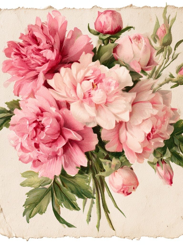 Pink Peony Bouquet Watercolor Print. poster — botanical art