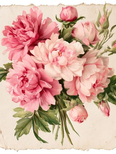 Pink Peony Bouquet Watercolor Print. poster