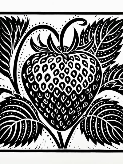 Black Strawberry Botanical Print.