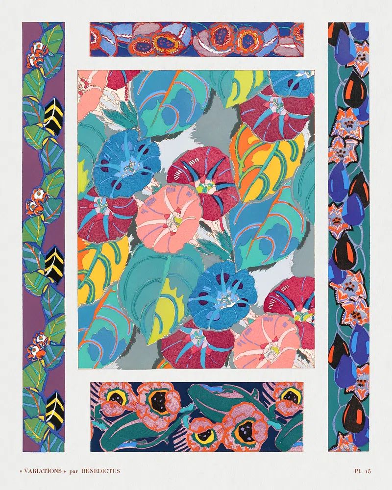 Vintage floral motifs, variations 15. poster detail