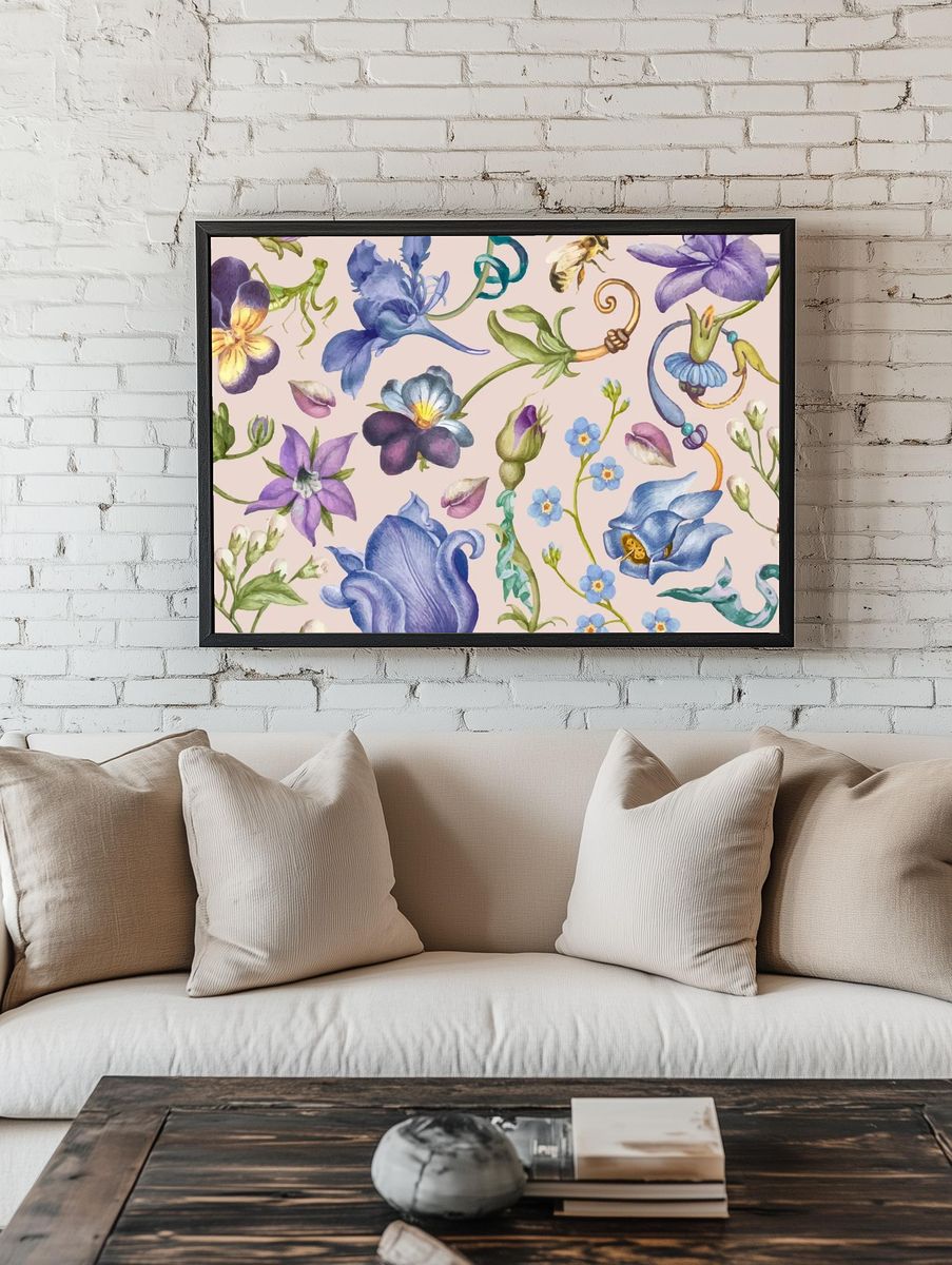 Botanical Watercolor Floral Poster. — room view 1