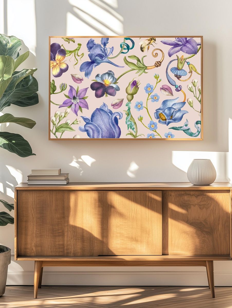 Botanical Watercolor Floral Poster. — room view 3