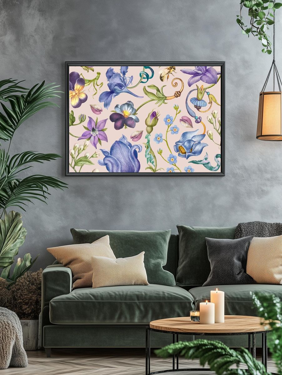 Botanical Watercolor Floral Poster. — room view 4
