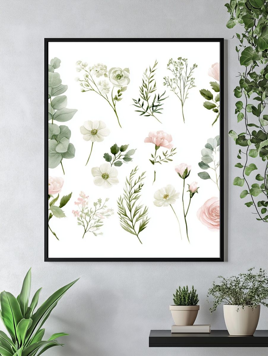 Cranberry Leaves Botanical Print. — room view 4