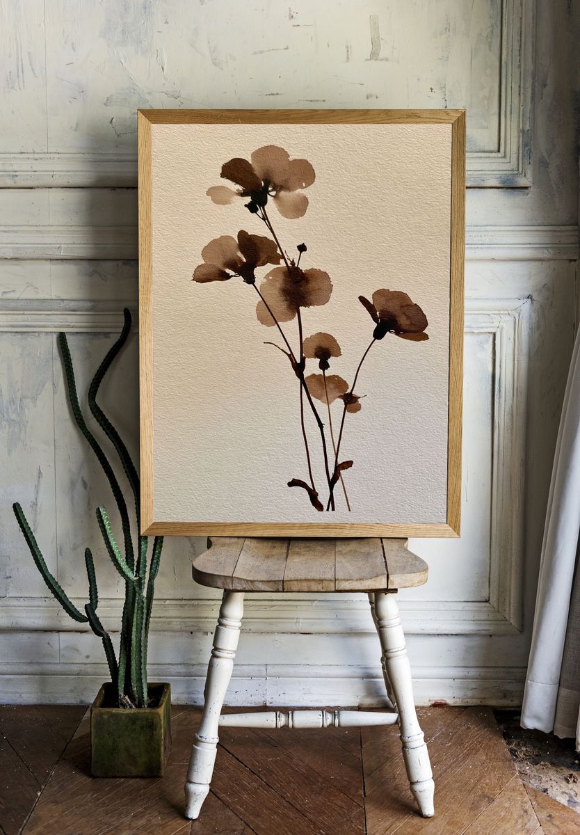 Pressed Botanical Silhouette Print. room preview