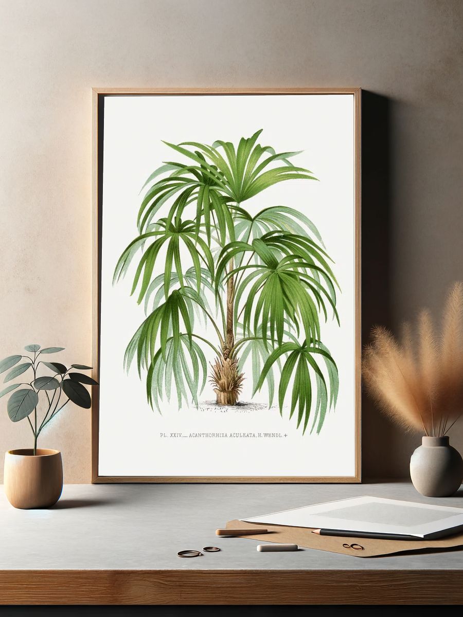 Vintage palm tree illustration. Digitally. — room view 2