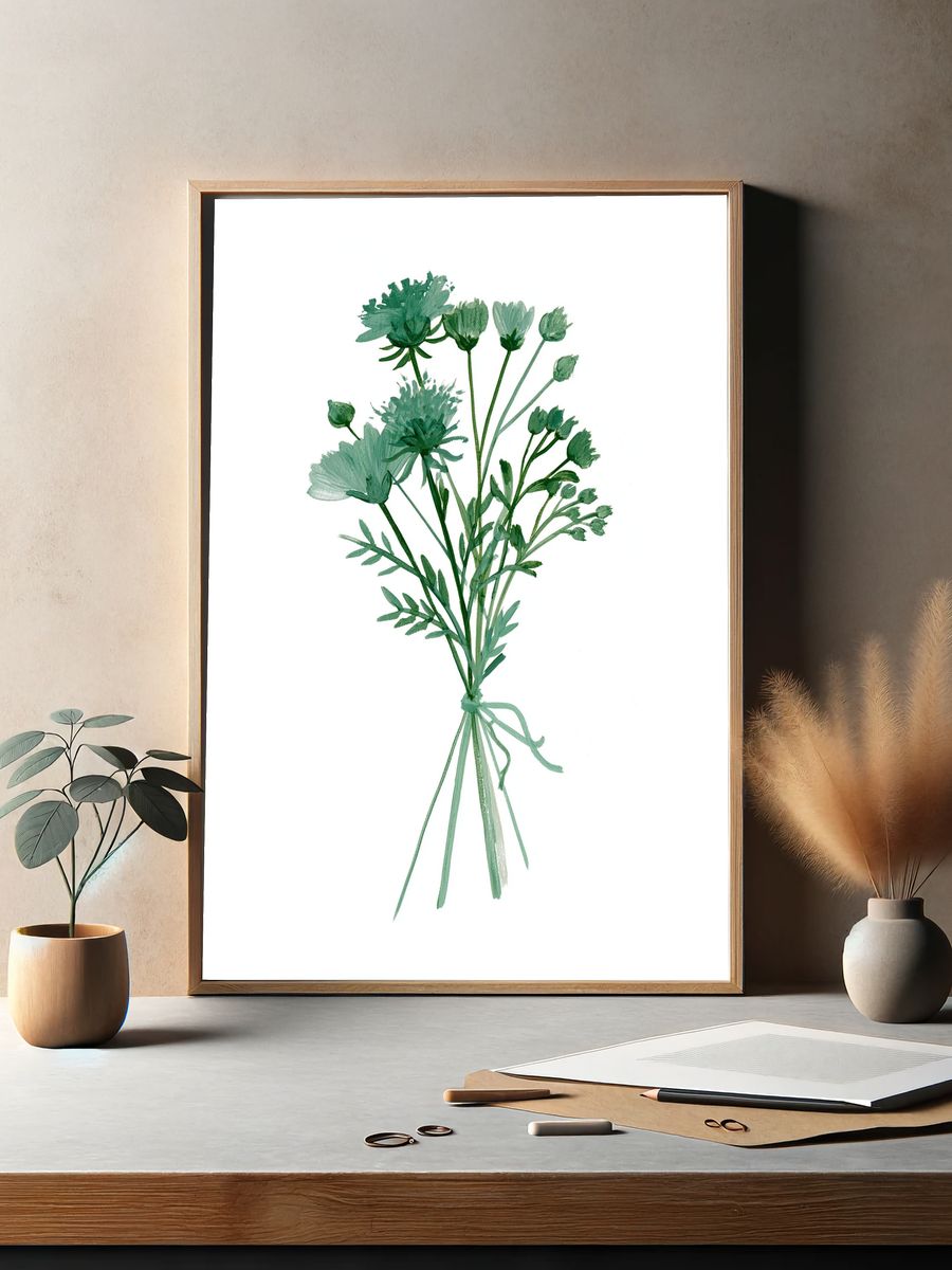 Green Wildflower Botanical Print. — room view 2