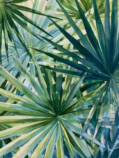 Tropical Palm Leaves Watercolor Print.
