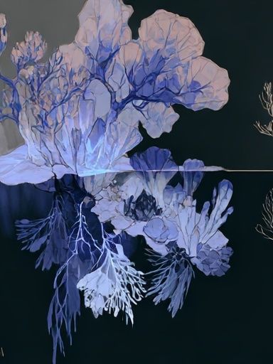 Blue Coral Botanical Print. poster detail