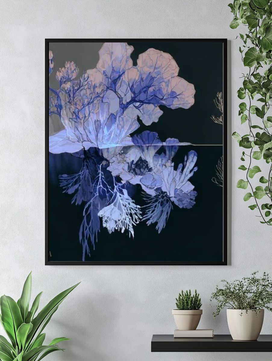 Blue Coral Botanical Print. — room view 4