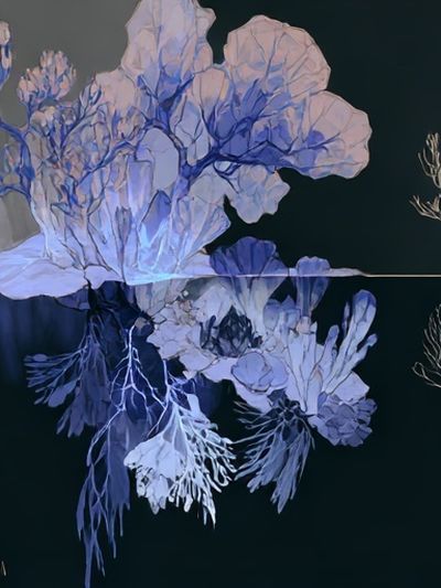 Blue Coral Botanical Print. poster