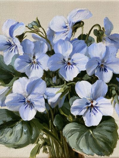 Blue Pansies Botanical Poster.