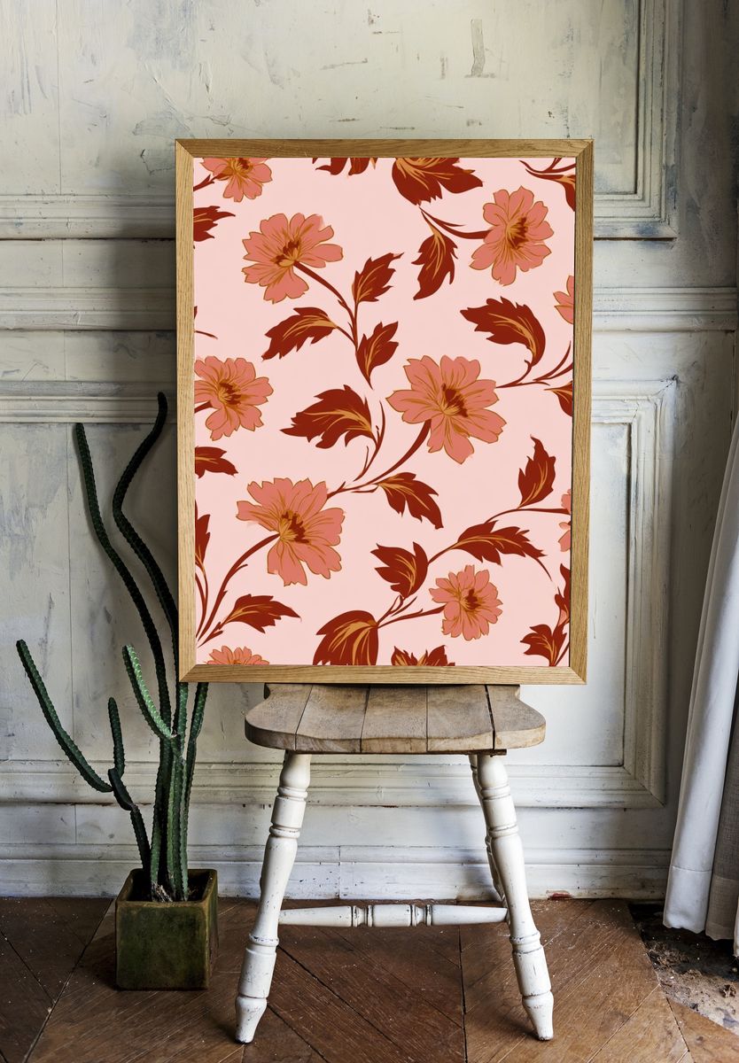 Floral Vine Pattern Print. room preview
