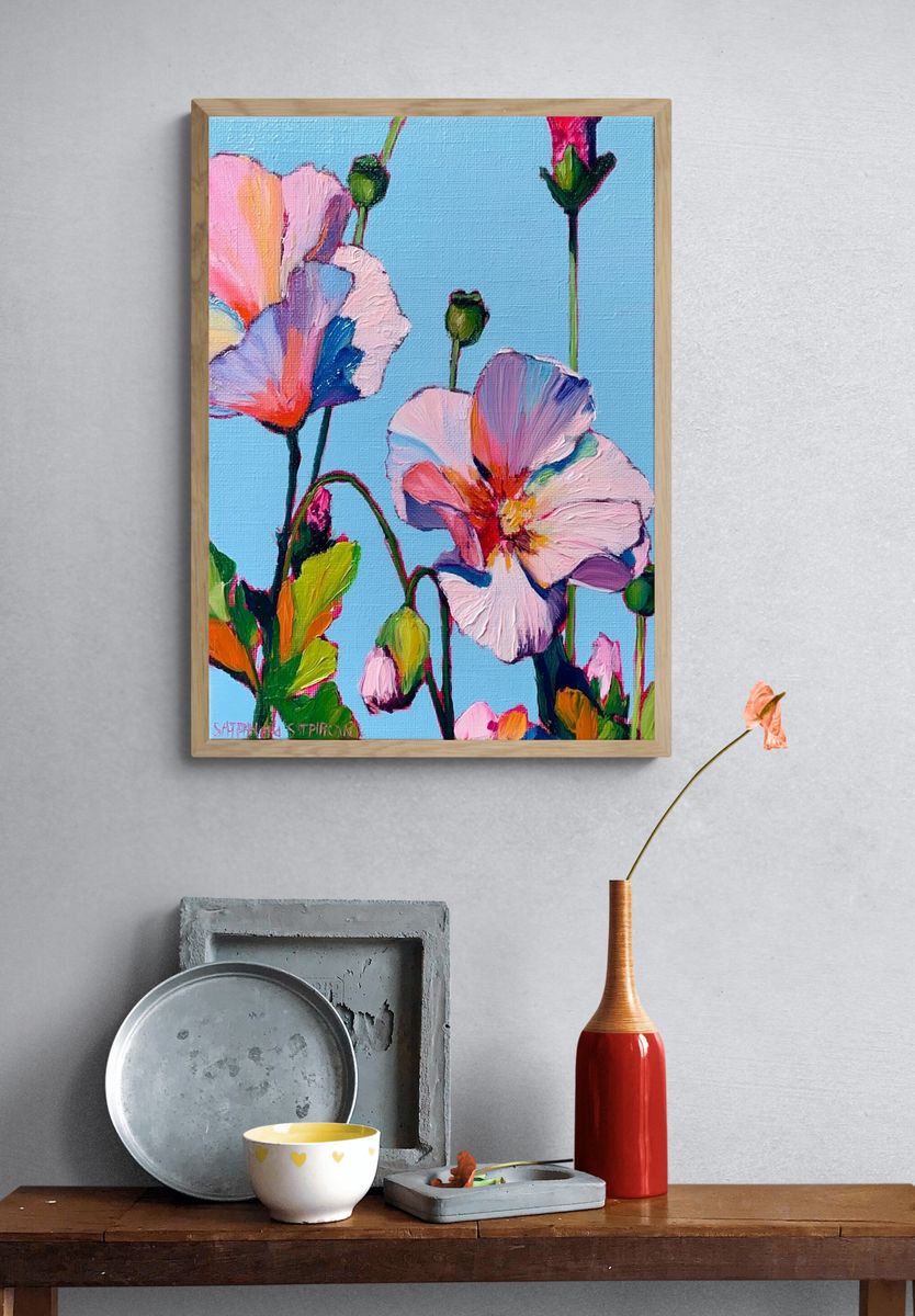 Pastel Poppy Bloom Illustration Poster. — room view 3