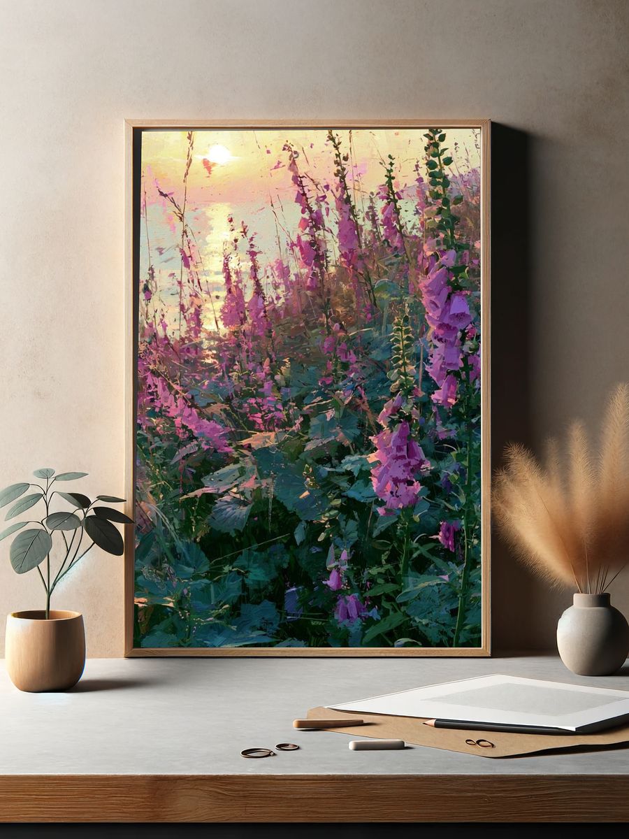 Wild Foxglove Meadow — Fine-Art Print. — room view 2
