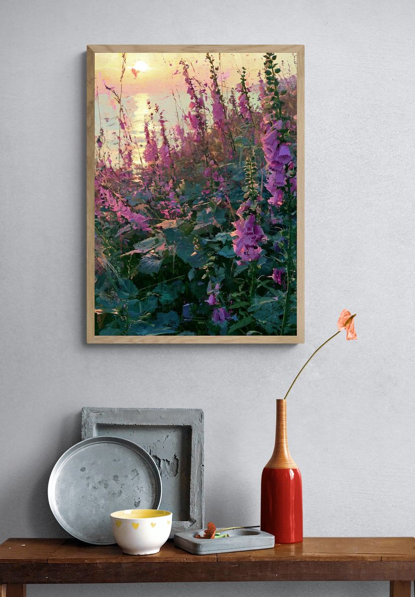 Wild Foxglove Meadow — Fine-Art Print. — room view 3