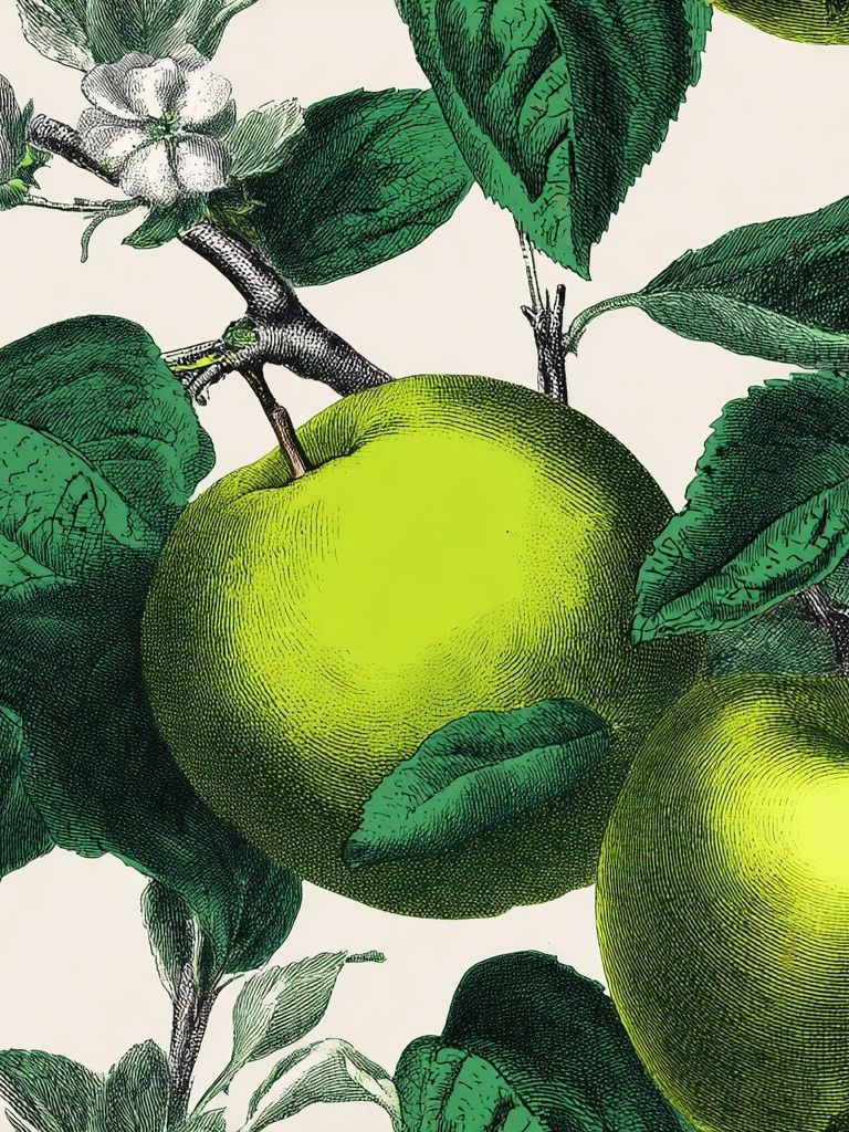 Green Apples Botanical Print. poster detail