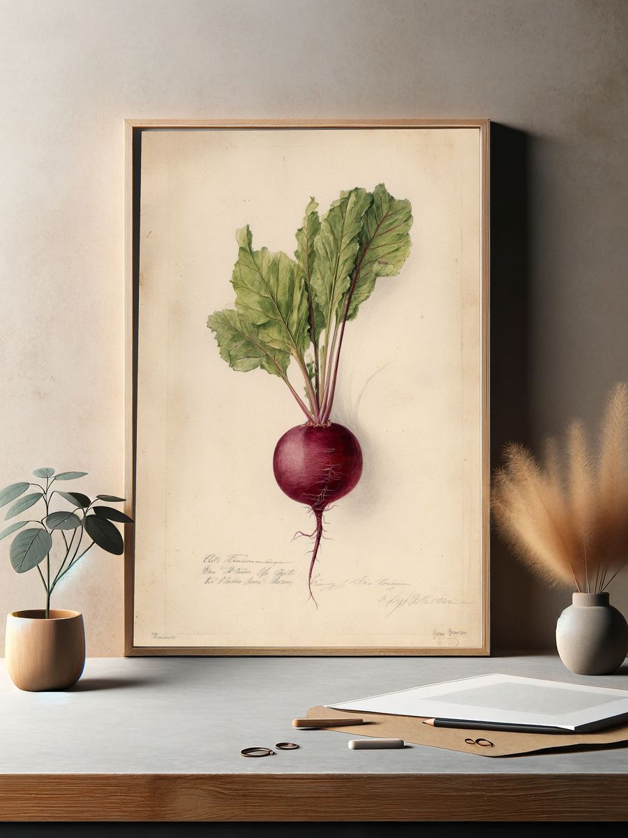 Beetroot Botanical Vintage Poster. — room view 2