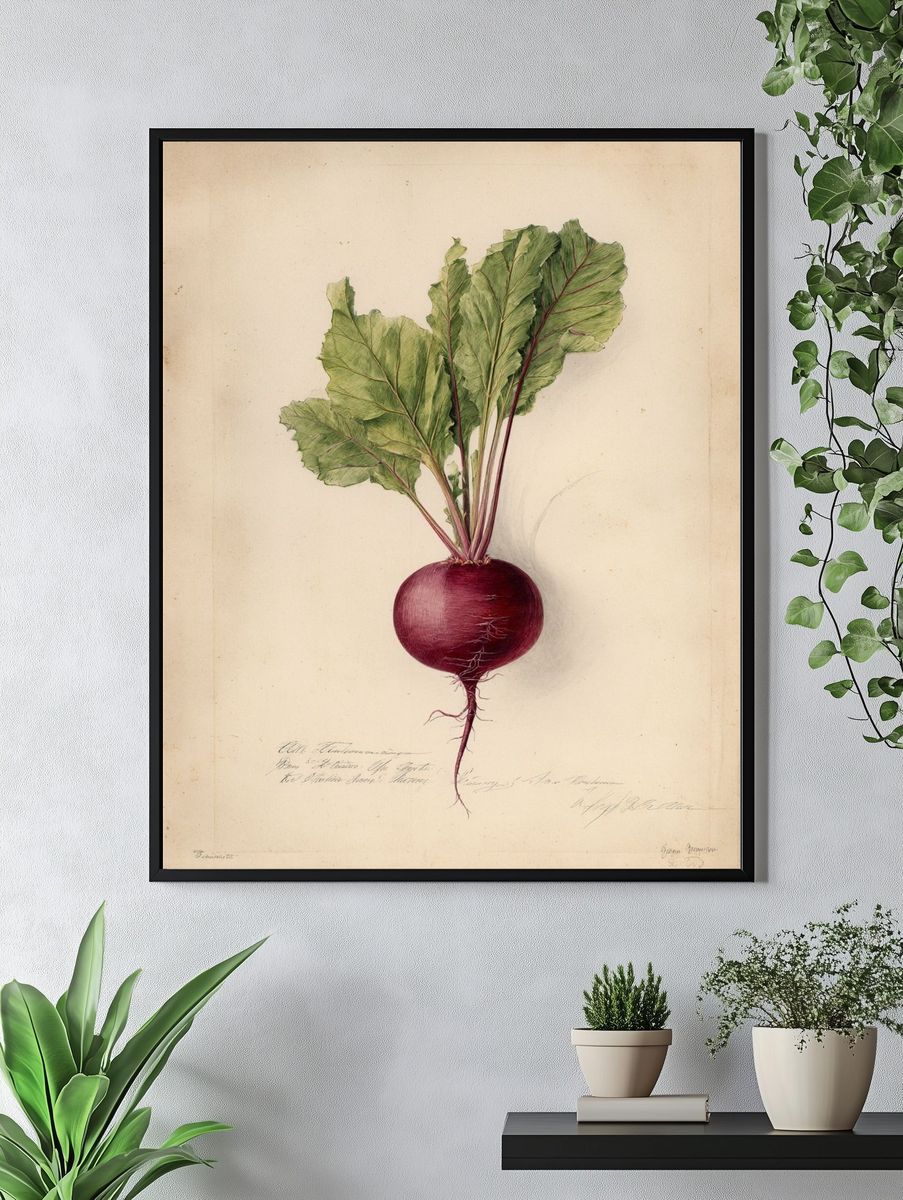 Beetroot Botanical Vintage Poster. — room view 4