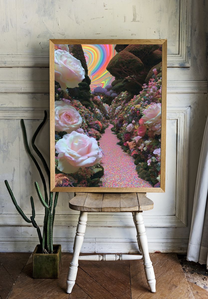 Rainbow Floral Dreamscape Poster. room preview