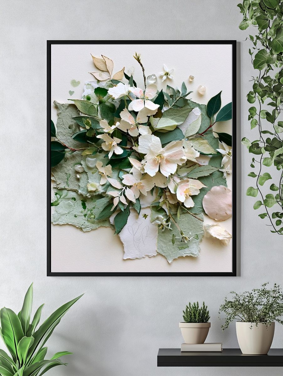 Botanical Collage Floral Print. — room view 4