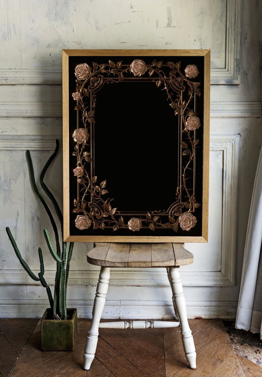 Gilded Rose Vine Frame Poster. room preview
