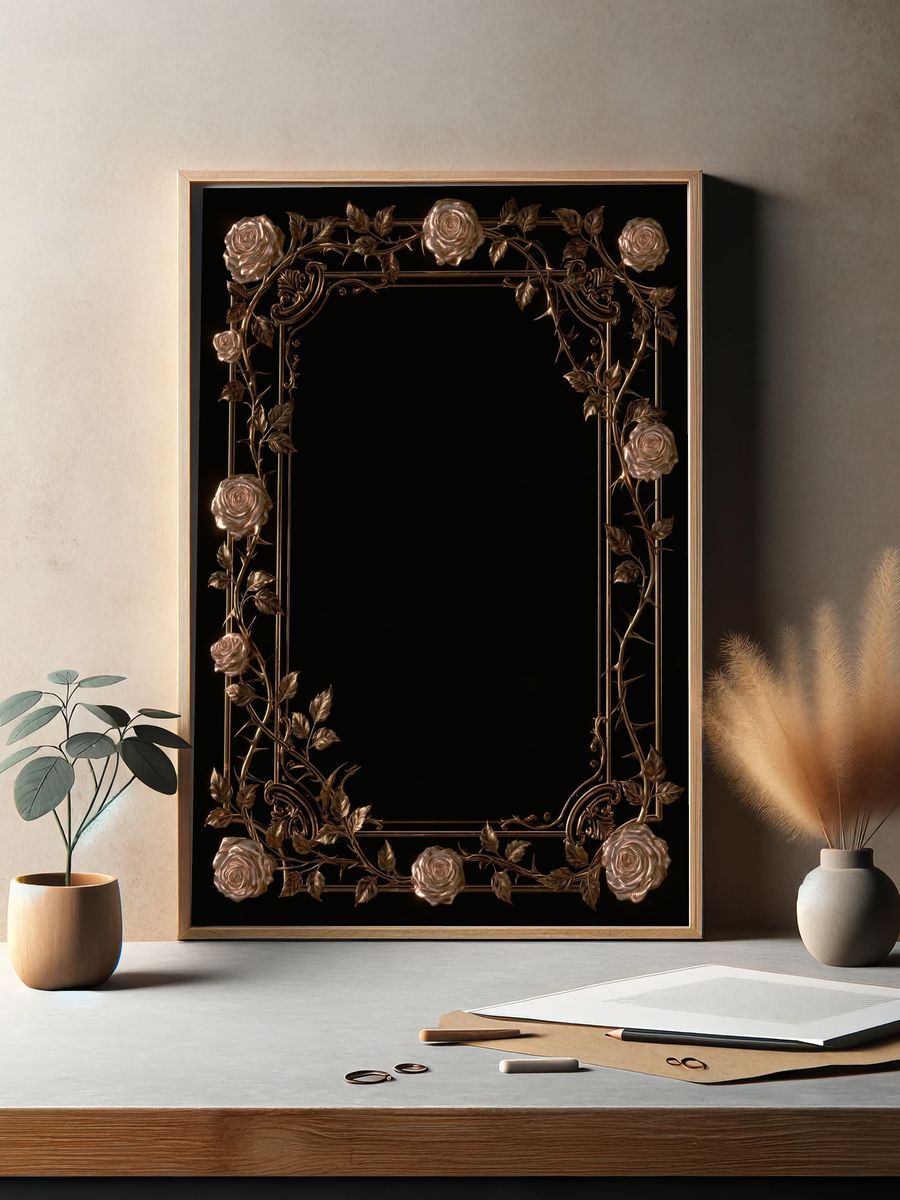 Gilded Rose Vine Frame Poster. — room view 2