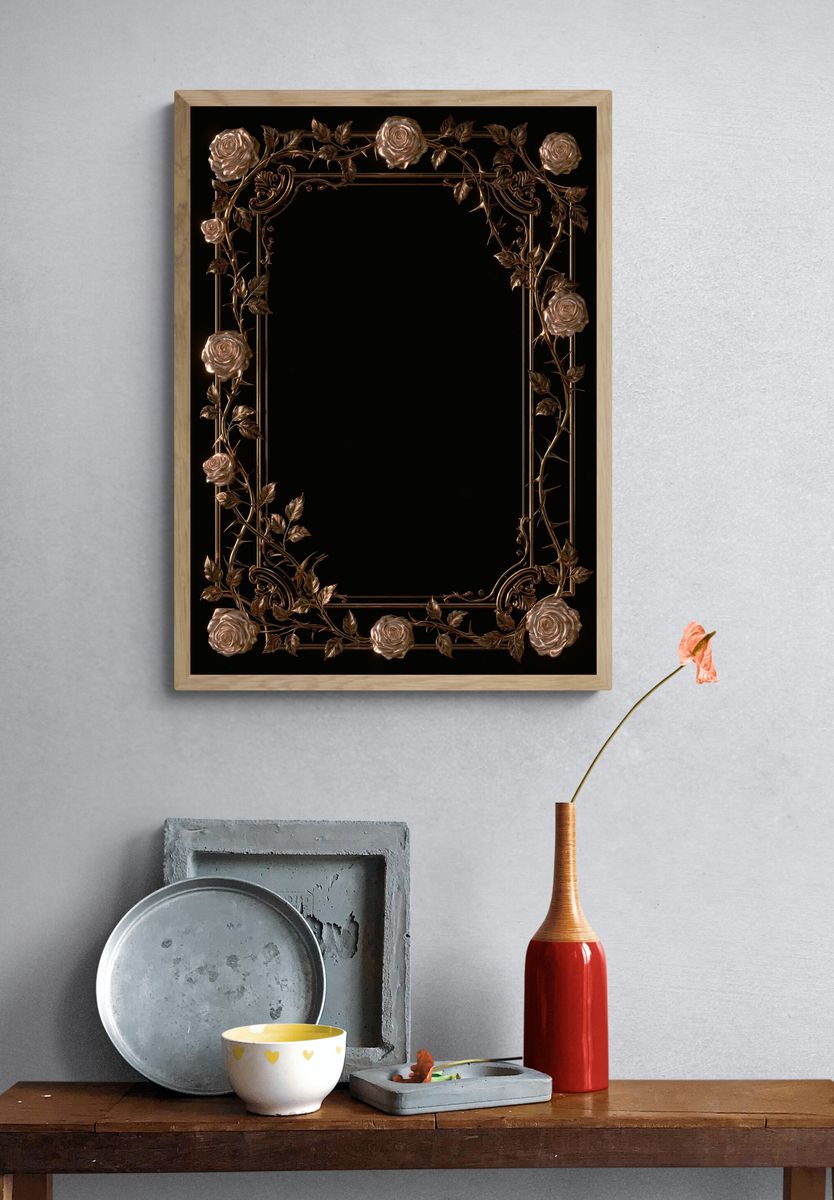 Gilded Rose Vine Frame Poster. — room view 3