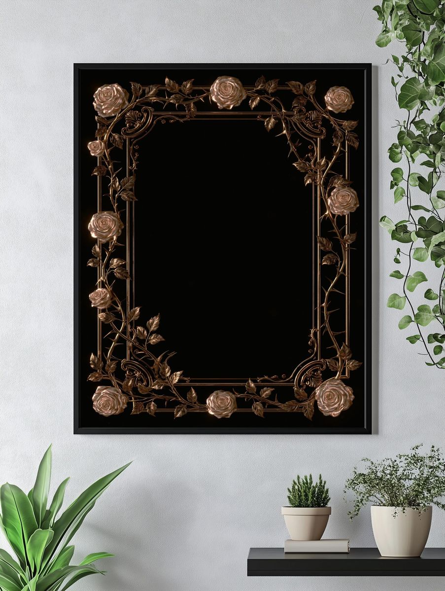 Gilded Rose Vine Frame Poster. — room view 4