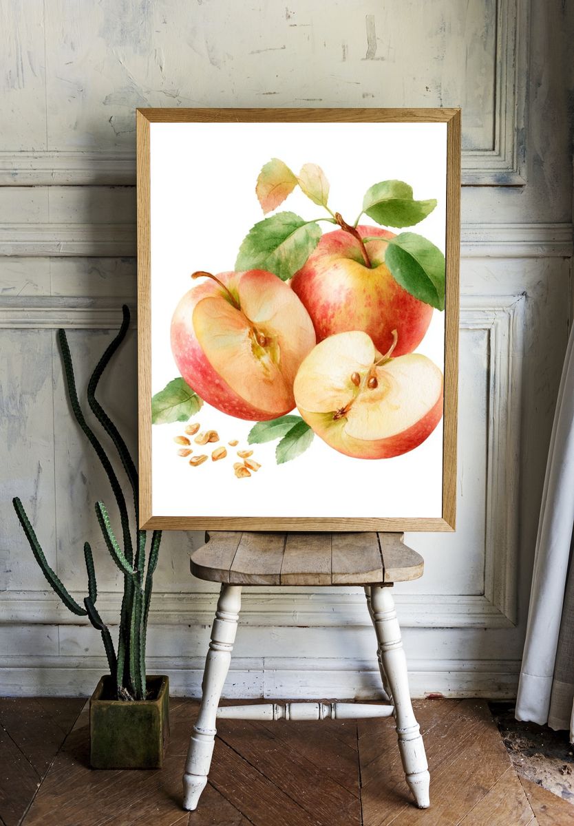 Watercolor Apples Botanical Poster. room preview