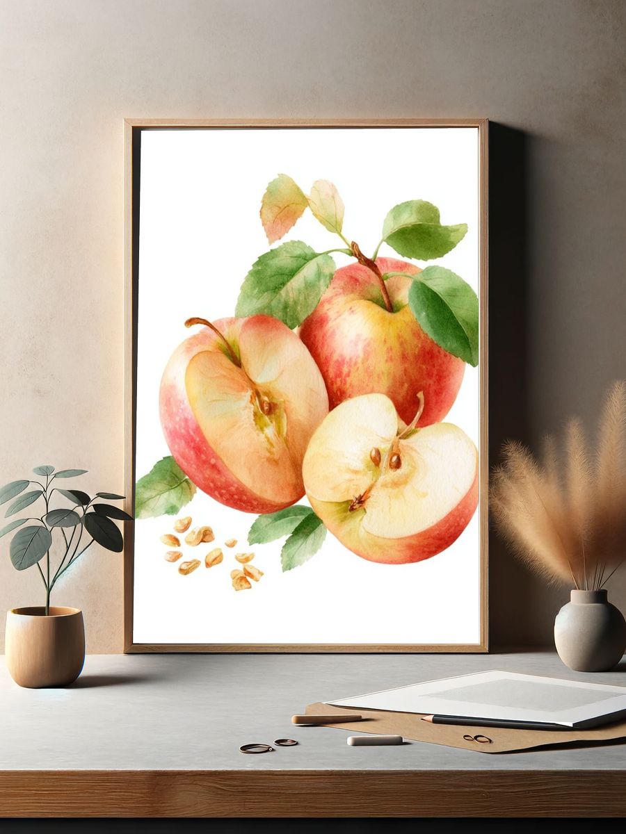 Watercolor Apples Botanical Poster. — room view 2