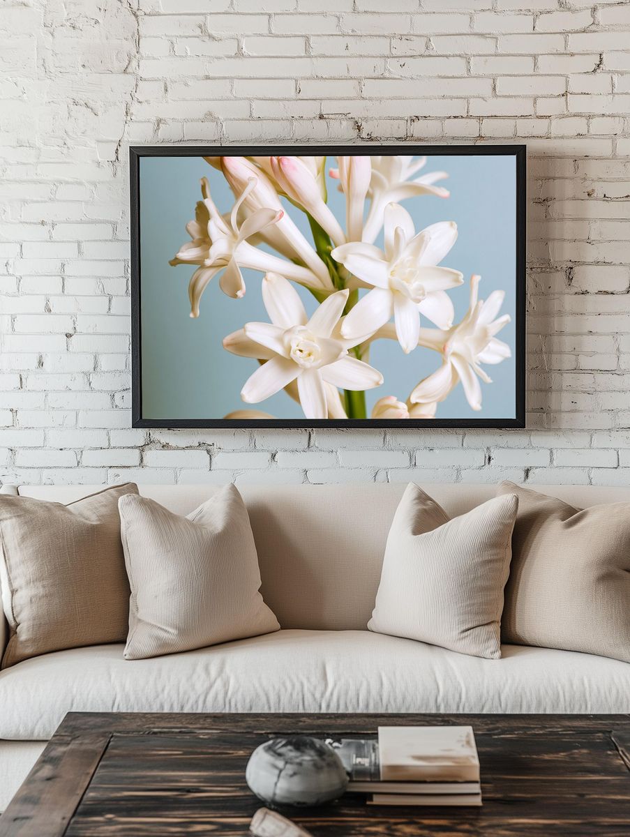 White Tuberose Bloom Print. — room view 1