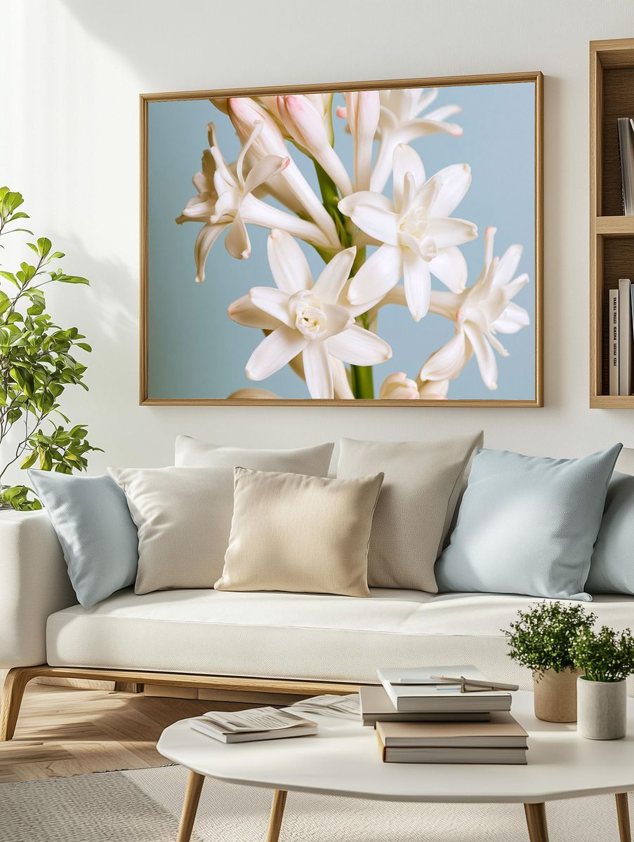 White Tuberose Bloom Print. — room view 2
