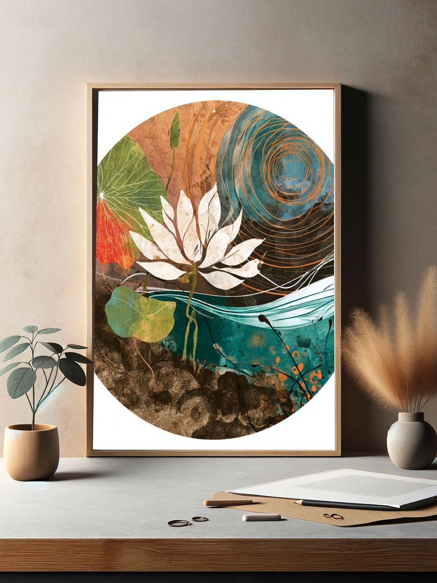 Lotus Abstract Botanical Poster. — room view 2