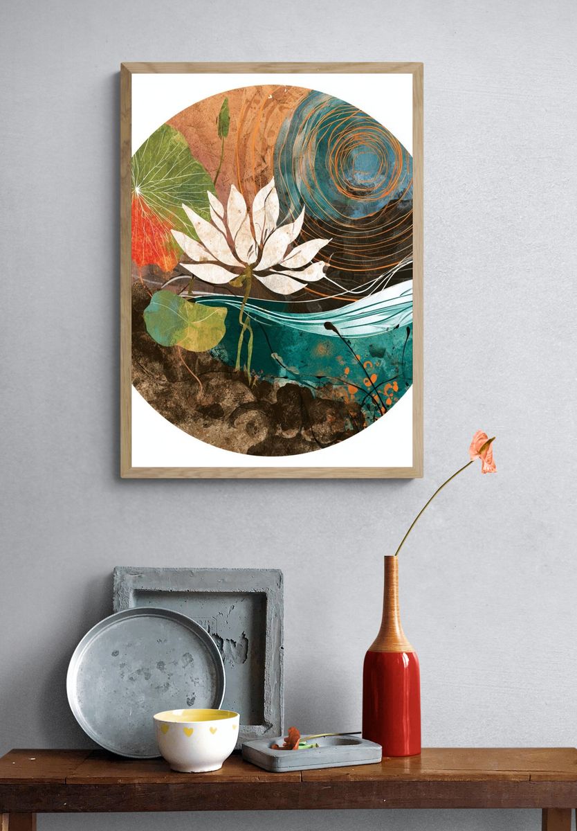 Lotus Abstract Botanical Poster. — room view 3