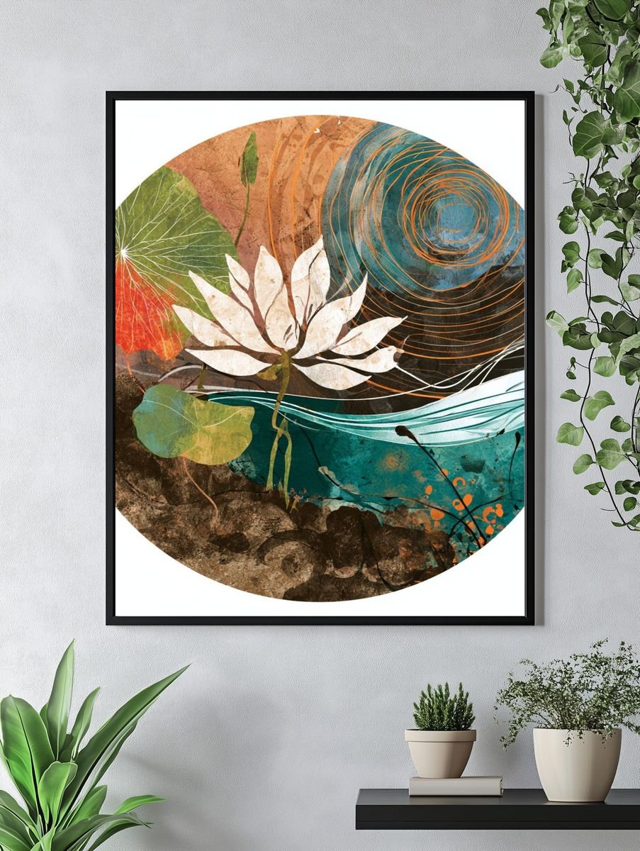 Lotus Abstract Botanical Poster. — room view 4