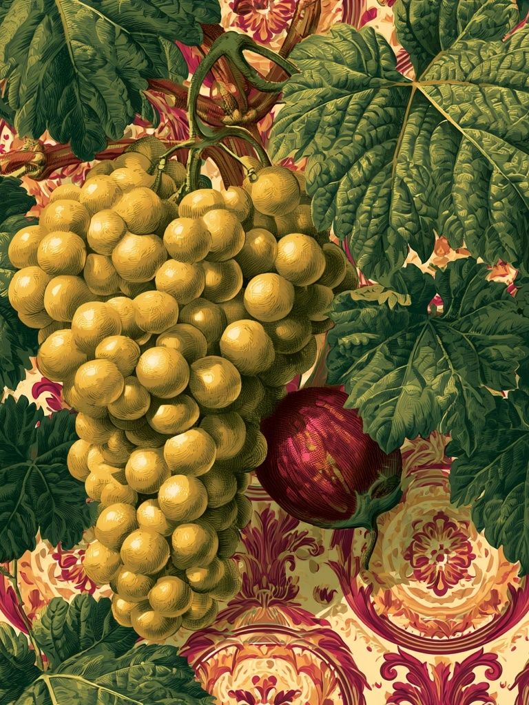 Grapes and Leaves Botanical Print. poster detail