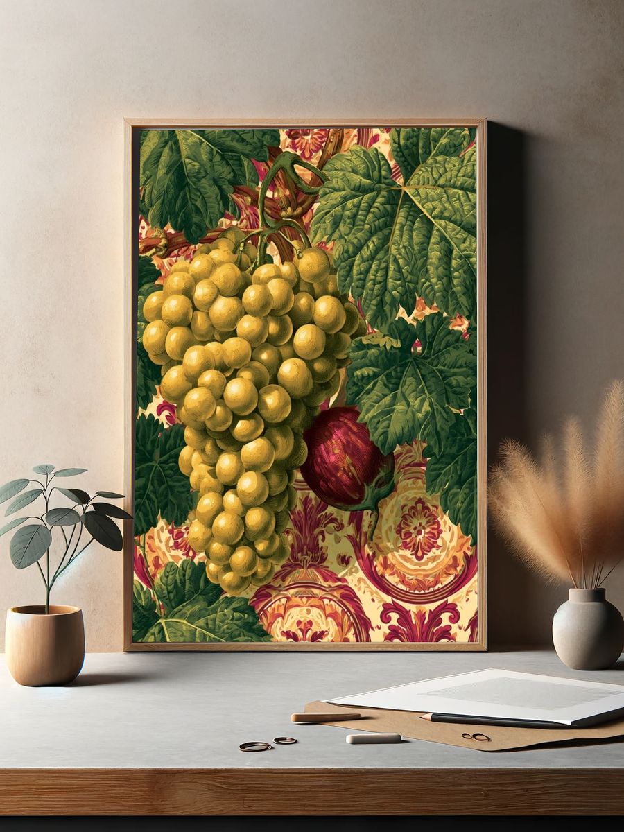 Grapes and Leaves Botanical Print. — room view 2