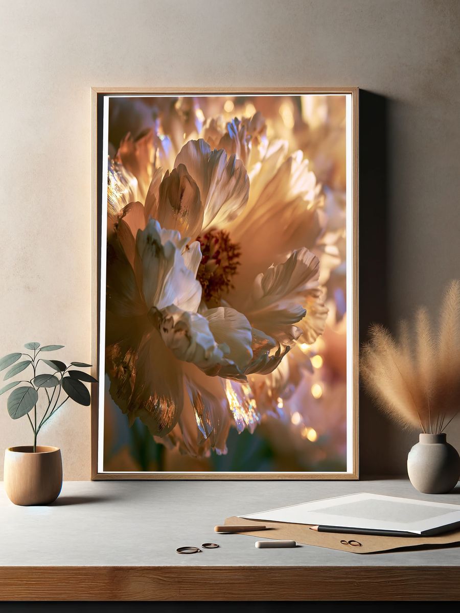Golden Bloom Floral Print. — room view 2
