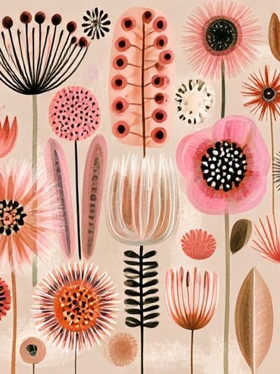 Abstract Floral Garden Print.