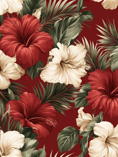 Tropical Hibiscus Floral Print.