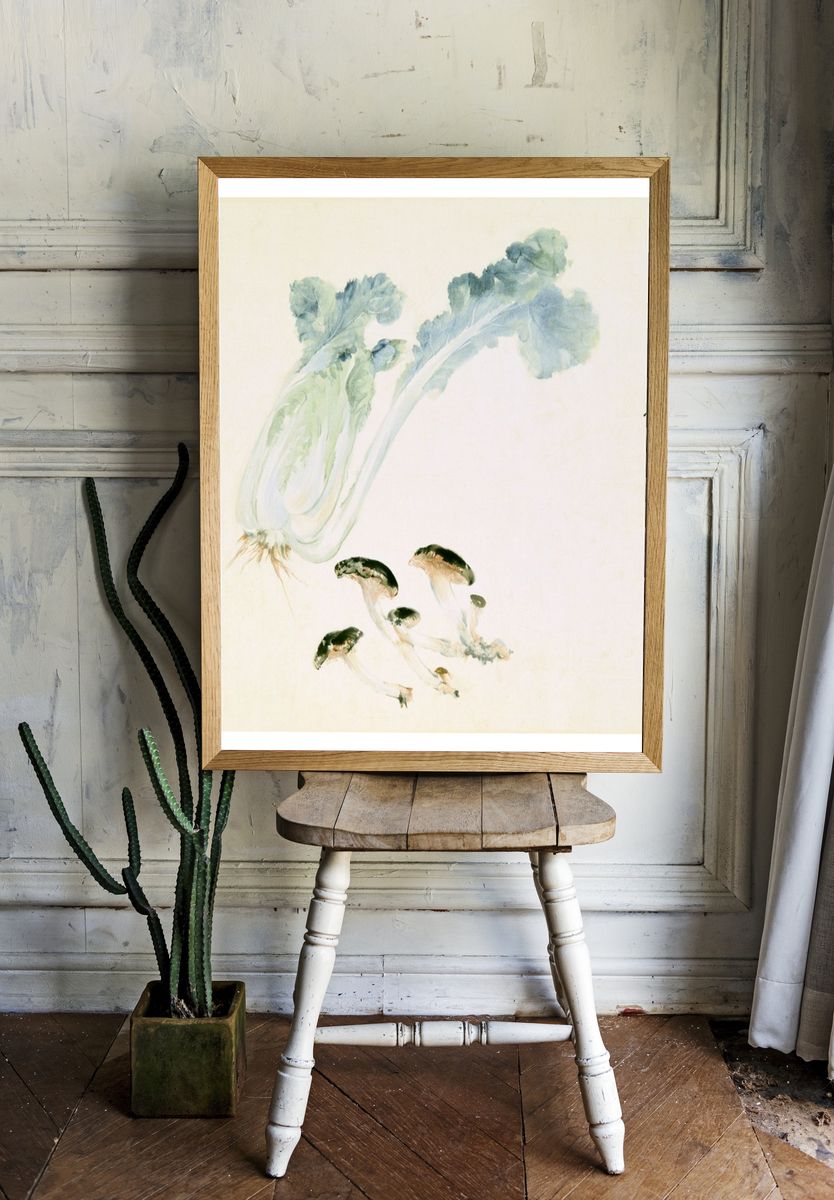 Chinese Cabbage and Mushrooms Print. room preview